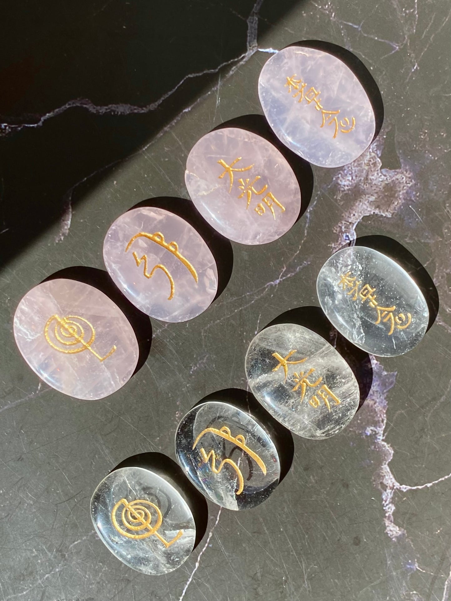 Reiki KIT - 4 engraved quartz