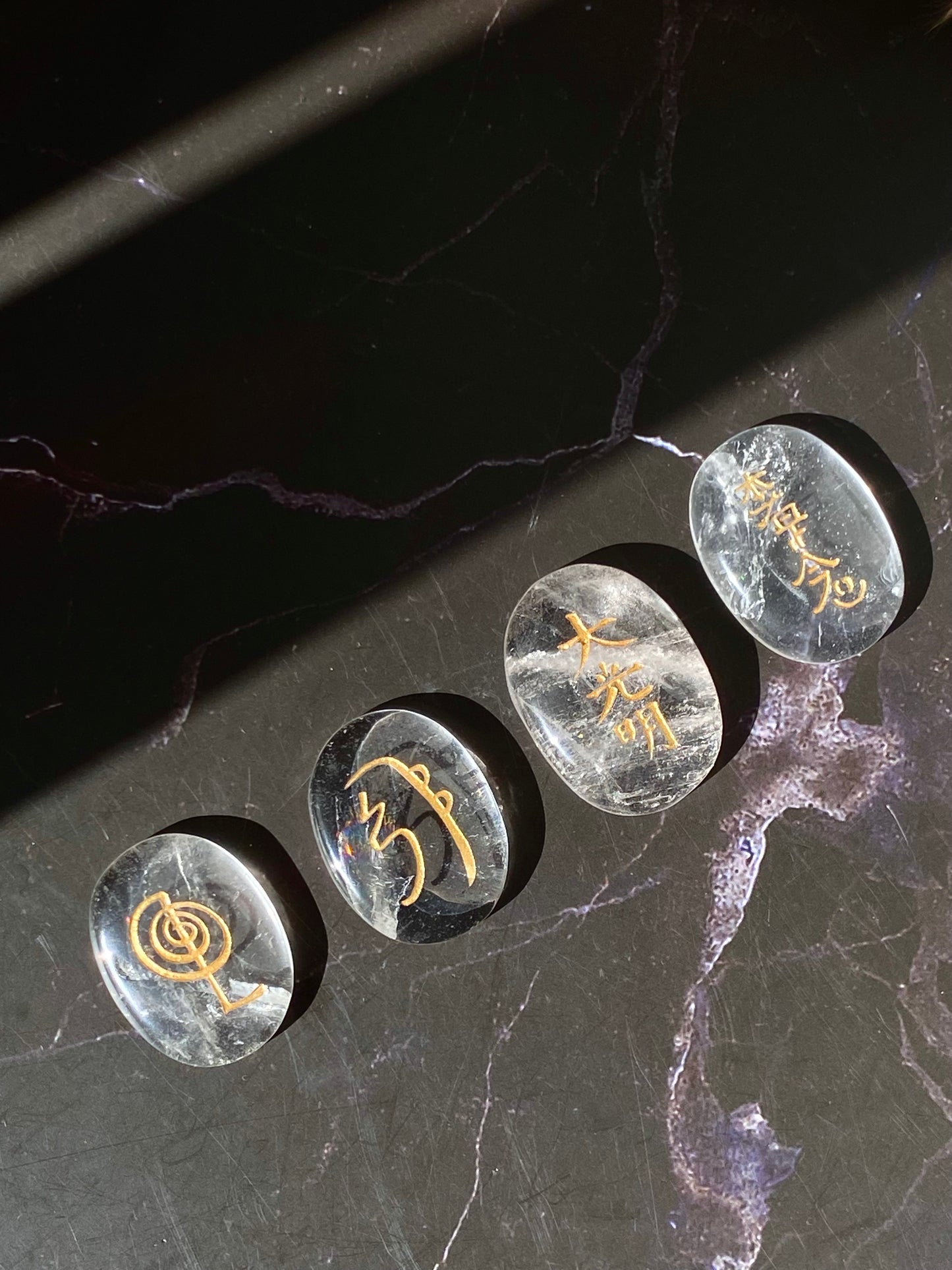 Reiki KIT - 4 engraved quartz
