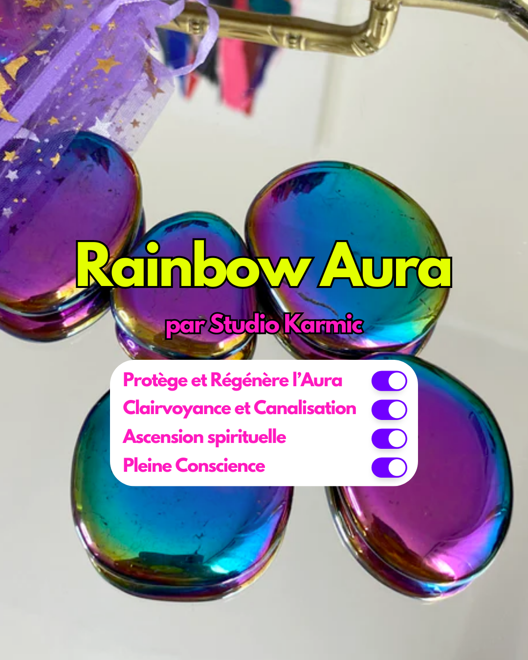Rainbow Aura 🌈 - Flat Stone