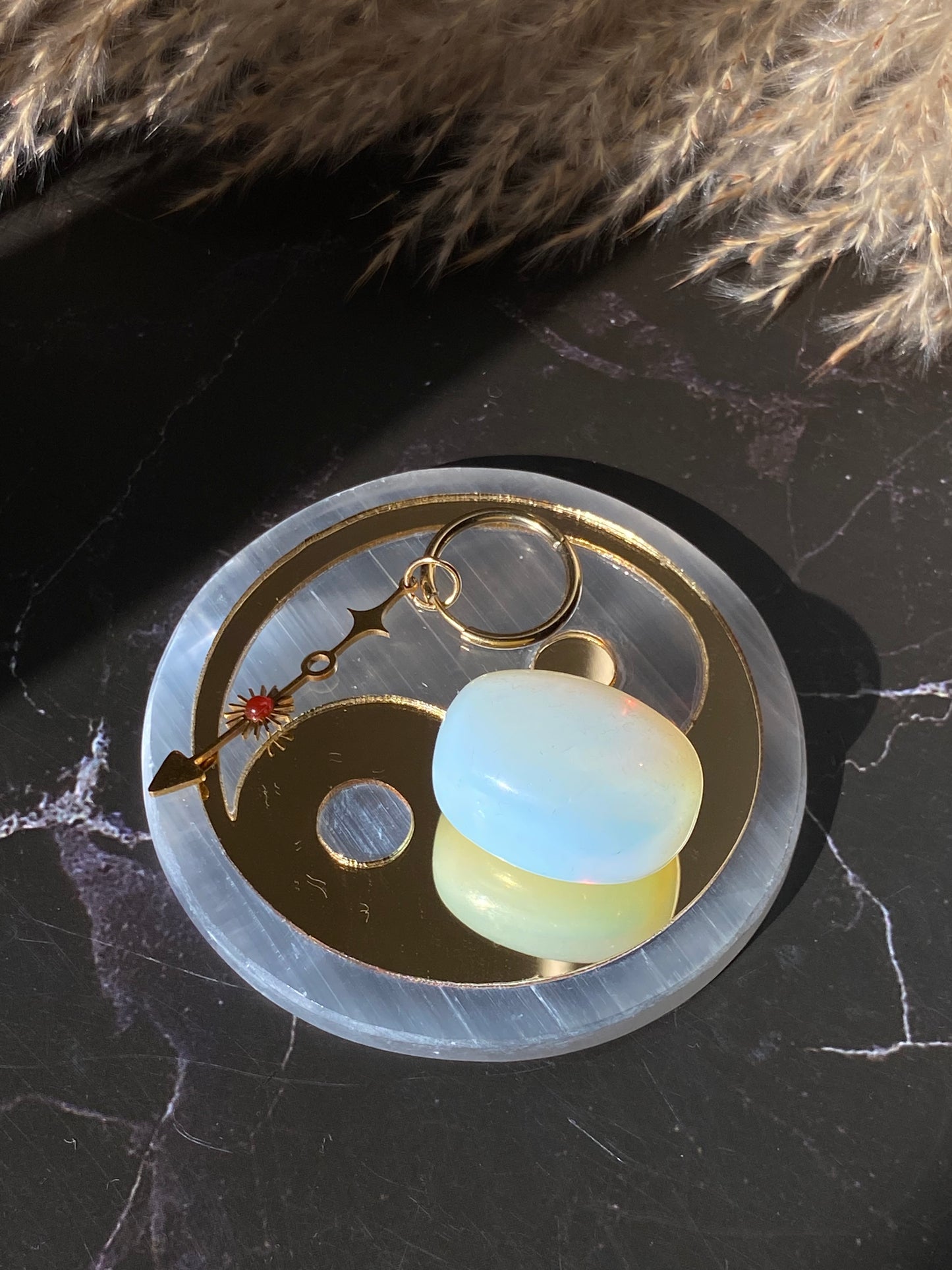 Selenita - Yin Yang - Placa de Recarga de Cristal